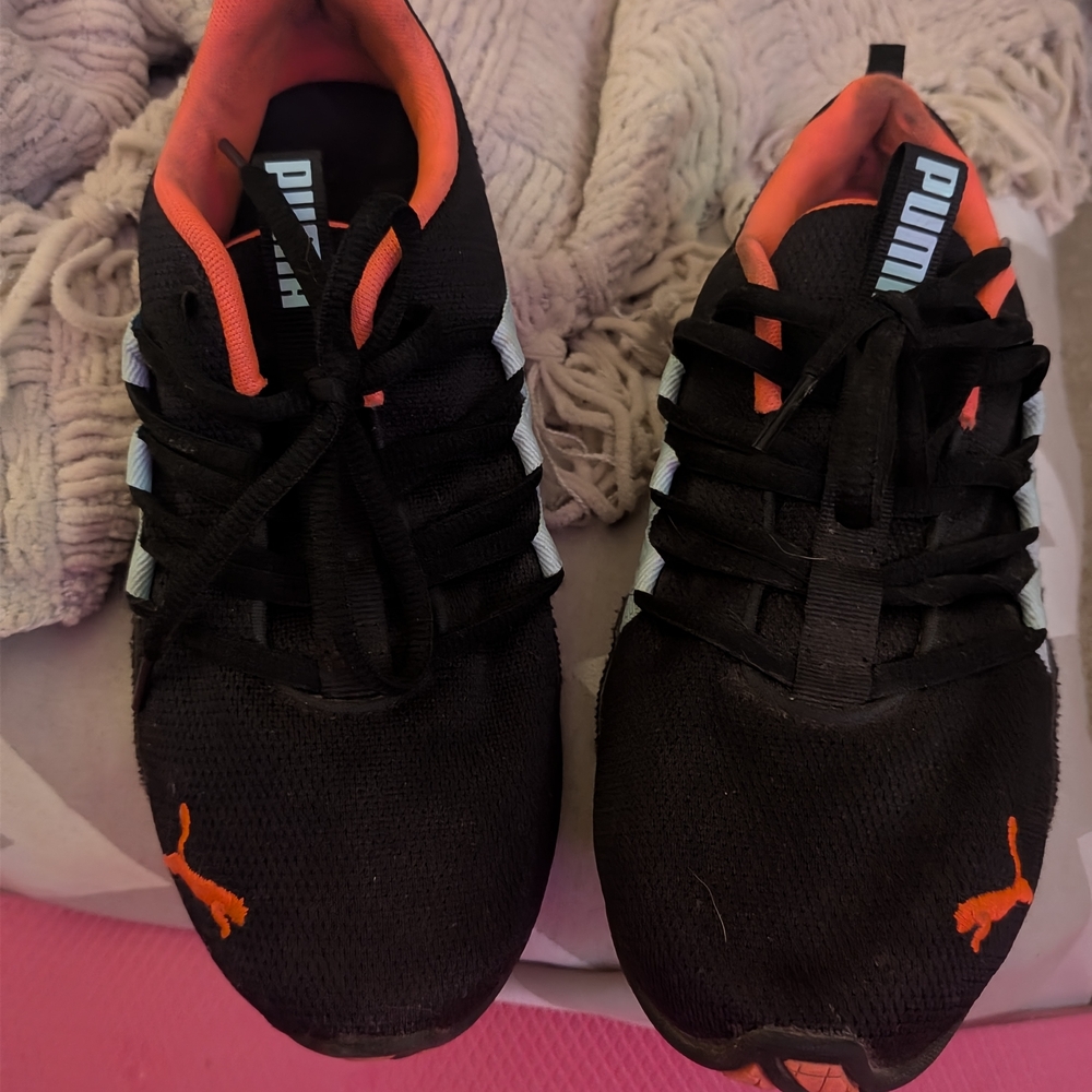 Puma Black and Hot Pink Sneakers